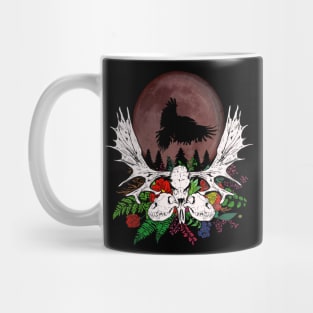 blood moon, raven, wolf skulls, moose skulls and flowers Mug